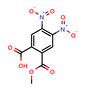 Chemical structure of 2-(Methoxycarbonyl)-4,5-dinitrobenzoic acid , CAS 2995285-51-1, AChemBlock Y218128