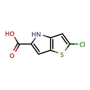 Chemical structure of 2-Chloro-4H-thieno[3,2-b]pyrrole-5-carboxylic acid , CAS 332099-40-8, AChemBlock Y218130
