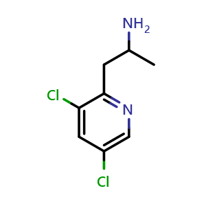 Chemical structure of 1-(3,5-Dichloro-2-pyridyl)-2-propanamine , CAS 1337075-84-9, AChemBlock Y218138
