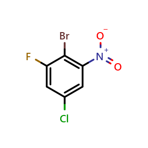 Chemical structure of 2-Bromo-5-chloro-1-fluoro-3-nitrobenzene , CAS 1807121-23-8, AChemBlock Y218142