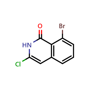 Chemical structure of 8-Bromo-3-chloroisoquinolin-1(2H)-one , CAS 2702323-20-2, AChemBlock Y218147