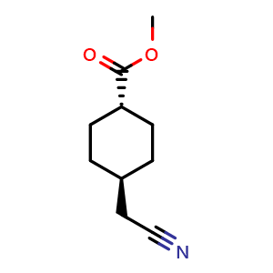 Chemical structure of Methyl trans-4-(Cyanomethyl)cyclohexanecarboxylate , CAS 2169052-32-6, AChemBlock Y218152
