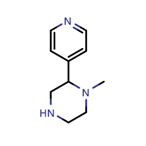 Chemical structure of 1-Methyl-2-(4-pyridyl)piperazine , CAS 1018610-64-4, AChemBlock Y218154