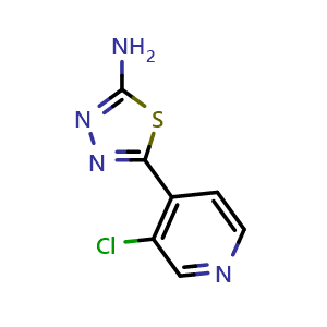 Chemical structure of 2-Amino-5-(3-chloro-4-pyridyl)-1,3,4-thiadiazole , CAS 1504147-20-9, AChemBlock Y218173