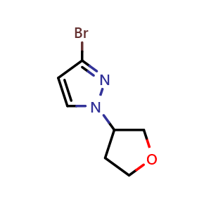 Chemical structure of 3-Bromo-1-(3-tetrahydrofuryl)-1H-pyrazole , CAS 1860721-73-8, AChemBlock Y218175