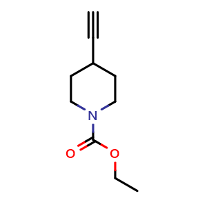 Chemical structure of Ethyl 4-Ethynylpiperidine-1-carboxylate , CAS 1211521-28-6, AChemBlock Y218193