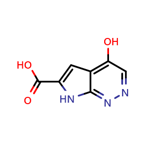 Chemical structure of 4-Hydroxy-7H-pyrrolo[2,3-c]pyridazine-6-carboxylic acid , CAS 1269822-96-9, AChemBlock Y218204