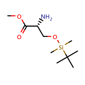 Chemical structure of Methyl (R)-2-Amino-3-[(tert-butyldimethylsilyl)oxy]propanoate , CAS 98642-63-8, AChemBlock Y218213