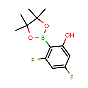 Chemical structure of 2,4-Difluoro-6-hydroxyphenylboronic Acid Pinacol Ester , AChemBlock Y218219