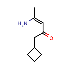 Chemical structure of 4-Amino-1-cyclobutyl-3-penten-2-one , CAS 921588-26-3, AChemBlock Y218222