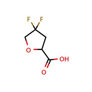 Chemical structure of 4,4-Difluorotetrahydrofuran-2-carboxylic acid , CAS 2056072-61-6, AChemBlock Y218225