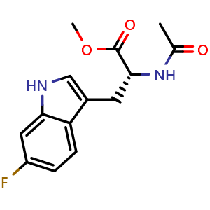 Chemical structure of (R)-N-Acetyl-6-Fluoro-Trp-OMe , CAS 1234842-62-6, AChemBlock Y218231