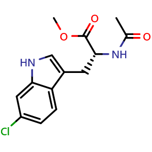 Chemical structure of (R)-N-Acetyl-6-Chloro-Trp-OMe , CAS 1235280-35-9, AChemBlock Y218235
