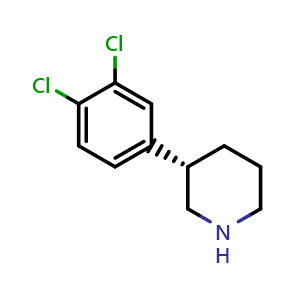 Chemical structure of (S)-3-(3,4-Dichlorophenyl)piperidine , CAS 1336248-39-5, AChemBlock Y218263