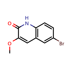 Chemical structure of 6-Bromo-3-methoxyquinolin-2(1H)-one , CAS 1434103-22-6, AChemBlock Y218272