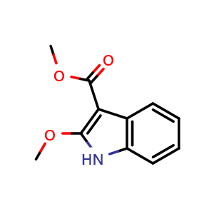 Chemical structure of Methyl 2-Methoxy-1H-indole-3-carboxylate , CAS 2120340-48-7, AChemBlock Y218283