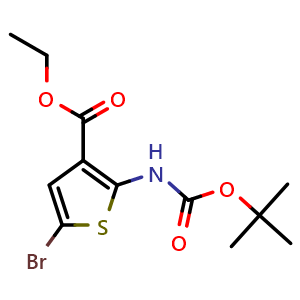 Chemical structure of Ethyl 5-Bromo-2-(Boc-amino)thiophene-3-carboxylate , CAS 1260664-49-0, AChemBlock Y218286