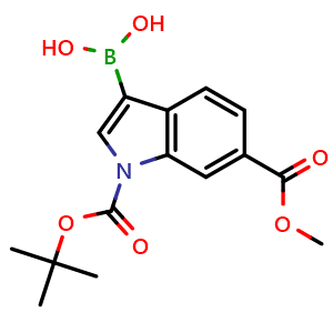 Chemical structure of 1-Boc-6-(methoxycarbonyl)-1H-indole-3-boronic acid , AChemBlock Y218288