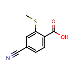Chemical structure of 4-Cyano-2-(methylthio)benzoic acid , CAS 1426338-28-4, AChemBlock Y218295