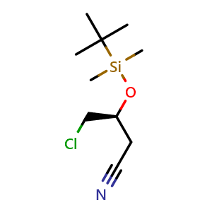 Chemical structure of (S)-3-[(tert-Butyldimethylsilyl)oxy]-4-chlorobutanenitrile , CAS 884902-55-0, AChemBlock Y218299