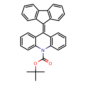 Chemical structure of 10-Boc-9-(9H-fluoren-9-ylidene)-9,10-dihydroacridine , CAS 1971052-25-1, AChemBlock Y218320