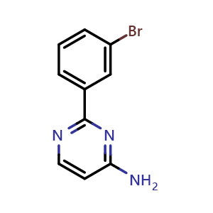 Chemical structure of 2-(3-bromophenyl)pyrimidin-4-amine , CAS 1251391-43-1, AChemBlock Y218333