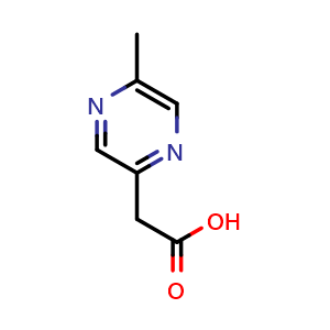 Chemical structure of 2-(5-Methyl-2-pyrazinyl)acetic acid , CAS 431071-67-9, AChemBlock Y218337