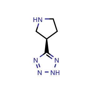 Chemical structure of (R)-5-(3-Pyrrolidinyl)-2H-tetrazole , CAS 1159733-10-4, AChemBlock Y218344