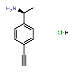 Chemical structure of (S)-1-(4-Ethynylphenyl)ethanamine Hydrochloride , AChemBlock Y218347