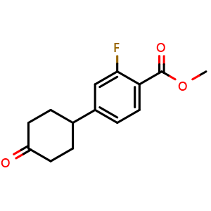 Chemical structure of Methyl 2-Fluoro-4-(4-oxocyclohexyl)benzoate , CAS 1627693-45-1, AChemBlock Y218355