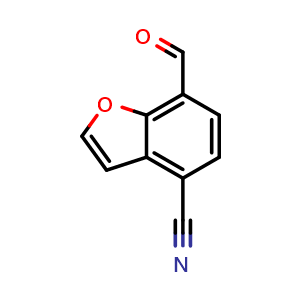 Chemical structure of 7-Formylbenzofuran-4-carbonitrile , CAS 2725742-01-6, AChemBlock Y218363