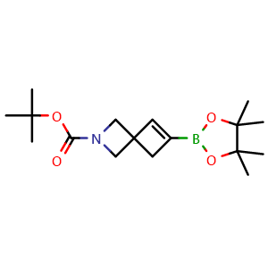Chemical structure of tert-butyl 6-(4,4,5,5-tetramethyl-1,3,2-dioxaborolan-2-yl)-2-azaspiro[3.3]hept-5-ene-2-carboxylate , CAS 2730903-90-7, AChemBlock Y218365
