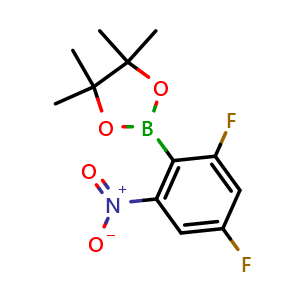 Chemical structure of 2,4-Difluoro-6-nitrophenylboronic Acid Pinacol Ester , AChemBlock Y218368