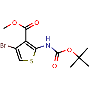Chemical structure of Methyl 4-Bromo-2-(Boc-amino)thiophene-3-carboxylate , CAS 3026712-39-7, AChemBlock Y218370