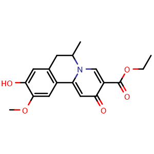 Chemical structure of Ethyl 9-Hydroxy-10-methoxy-6-methyl-2-oxo-6,7-dihydro-2H-pyrido[2,1-a]isoquinoline-3-carboxylate , CAS 1802408-57-6, AChemBlock Y218383