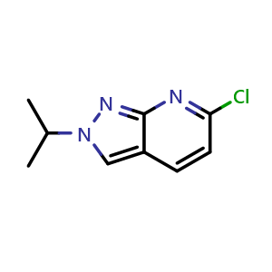 Chemical structure of 6-Chloro-2-isopropyl-2H-pyrazolo[3,4-b]pyridine , CAS 3026713-53-8, AChemBlock Y218388