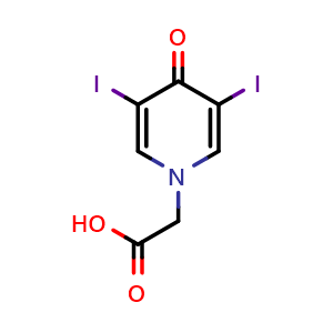 Chemical structure of 2-(3,5-Diiodo-4-oxopyridin-1(4H)-yl)acetic acid , CAS 101-29-1, AChemBlock Y218402