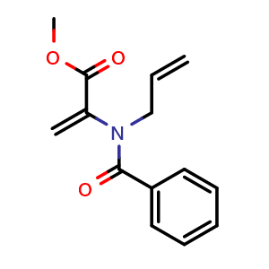 Chemical structure of methyl 2-(N-allylbenzamido)acrylate , CAS 77422-37-8, AChemBlock Y218414