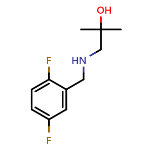 Chemical structure of 1-((2,5-difluorobenzyl)amino)-2-methylpropan-2-ol , CAS 1340300-67-5, AChemBlock Y218424