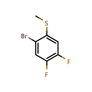 Chemical structure of (2-bromo-4,5-difluorophenyl)(methyl)sulfane , CAS 1432609-87-4, AChemBlock Y218446