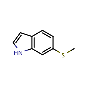 Chemical structure of 6-(methylthio)-1H-indole , CAS 202584-22-3, AChemBlock Y218456