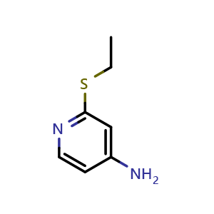 Chemical structure of 2-(ethylthio)pyridin-4-amine , CAS 1251246-42-0, AChemBlock Y218499