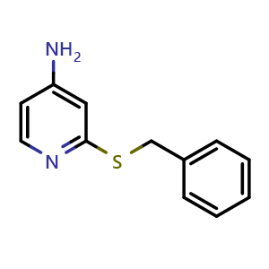 Chemical structure of 2-(benzylthio)pyridin-4-amine , CAS 1247368-95-1, AChemBlock Y218500