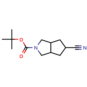 Chemical structure of tert-butyl 5-cyanohexahydrocyclopenta[c]pyrrole-2(1H)-carboxylate , CAS 1447607-25-1, AChemBlock Y218520
