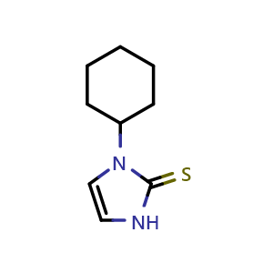 Chemical structure of 1-cyclohexyl-1,3-dihydro-2H-imidazole-2-thione , CAS 64038-58-0, AChemBlock Y218534