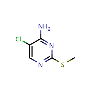 Chemical structure of 5-chloro-2-(methylthio)pyrimidin-4-amine , CAS 1216263-15-8, AChemBlock Y218543