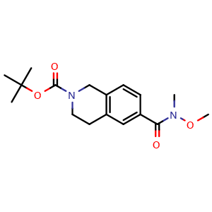 Chemical structure of tert-Butyl 6-(methoxy(methyl)carbamoyl)-3,4-dihydroisoquinoline-2(1H)-carboxylate , CAS 371222-34-3, AChemBlock Y218545