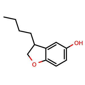 Chemical structure of 3-butyl-2,3-dihydrobenzofuran-5-ol , CAS 2253636-77-8, AChemBlock Y218548