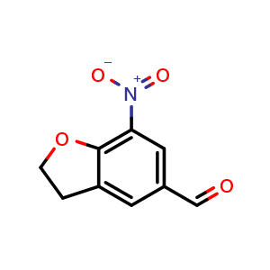 Chemical structure of 7-nitro-2,3-dihydrobenzofuran-5-carbaldehyde , CAS 2718188-02-2, AChemBlock Y218566