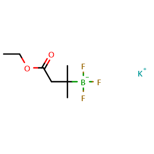 Chemical structure of potassium (4-ethoxy-2-methyl-4-oxobutan-2-yl)trifluoroborate , CAS 1872254-37-9, AChemBlock Y218567